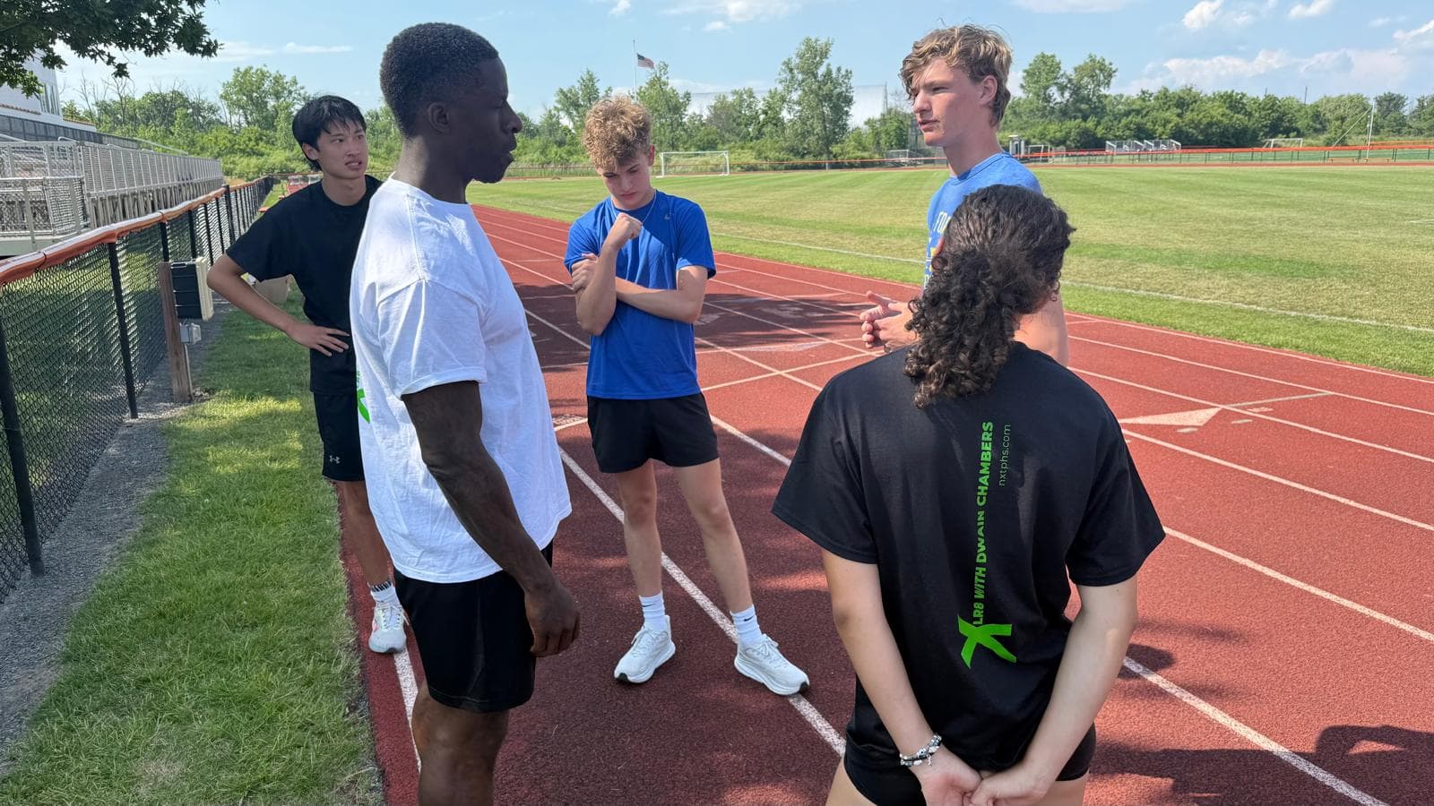 Dwain Chambers racing against Usain Bolt